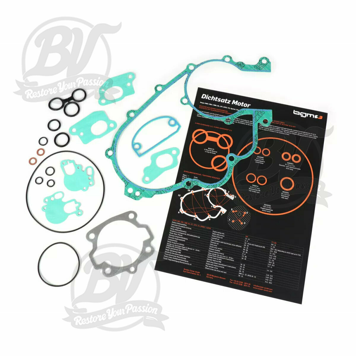 Jeu joints moteur silicone Vespa Largeframe 2 canaux