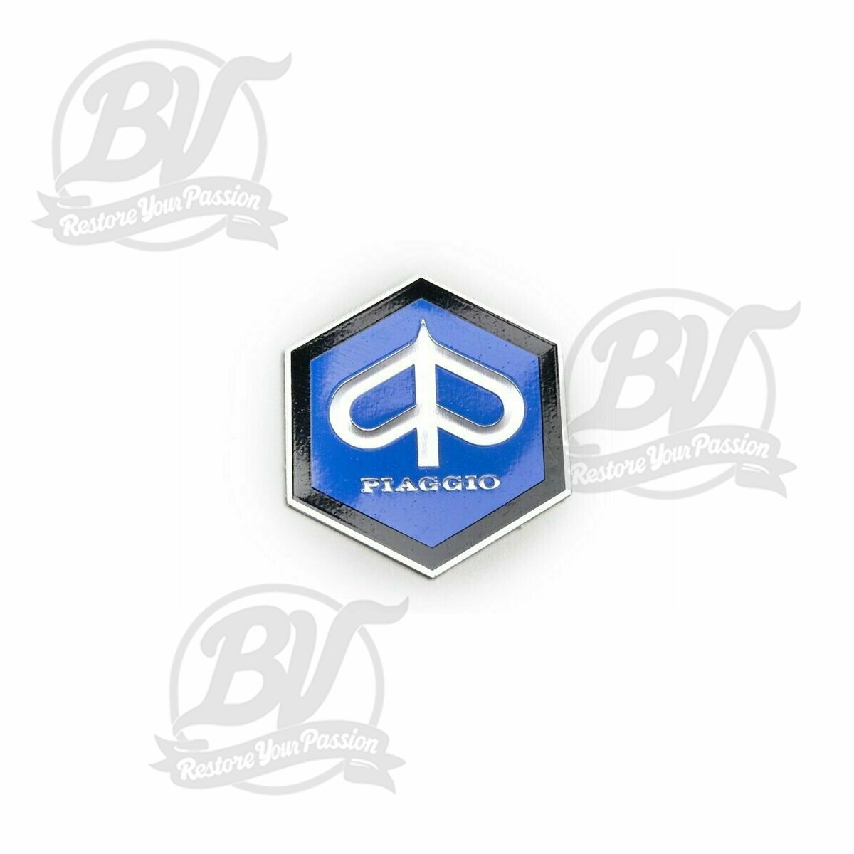 Embl&egrave;me descente de klaxon 42mm Vespa Piaggio hexagonal