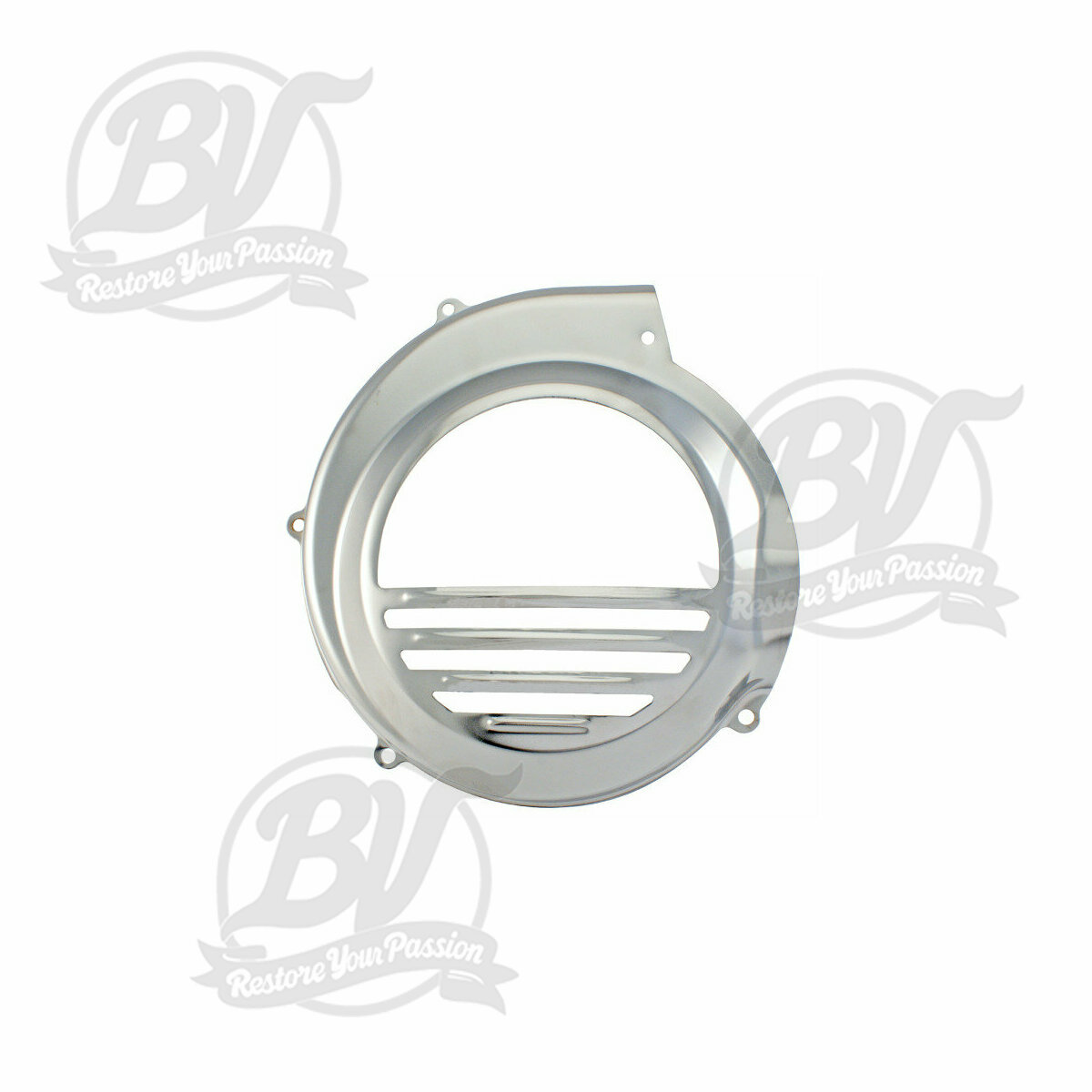 Cache turbine Vespa PX80, PX125, PX150, PX200 - mod&egrave;les qui ne sont &eacute;quip&eacute;s que d'une p&eacute;dale de kick - chrome