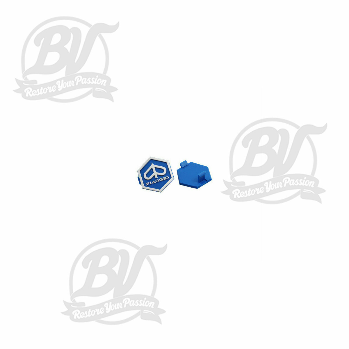 Insigne descente de klaxon -RMS- Piaggio hexagonal - Vespa PX Arcobaleno (1984-2000), Vespa T5 125cc, Vespa PK
