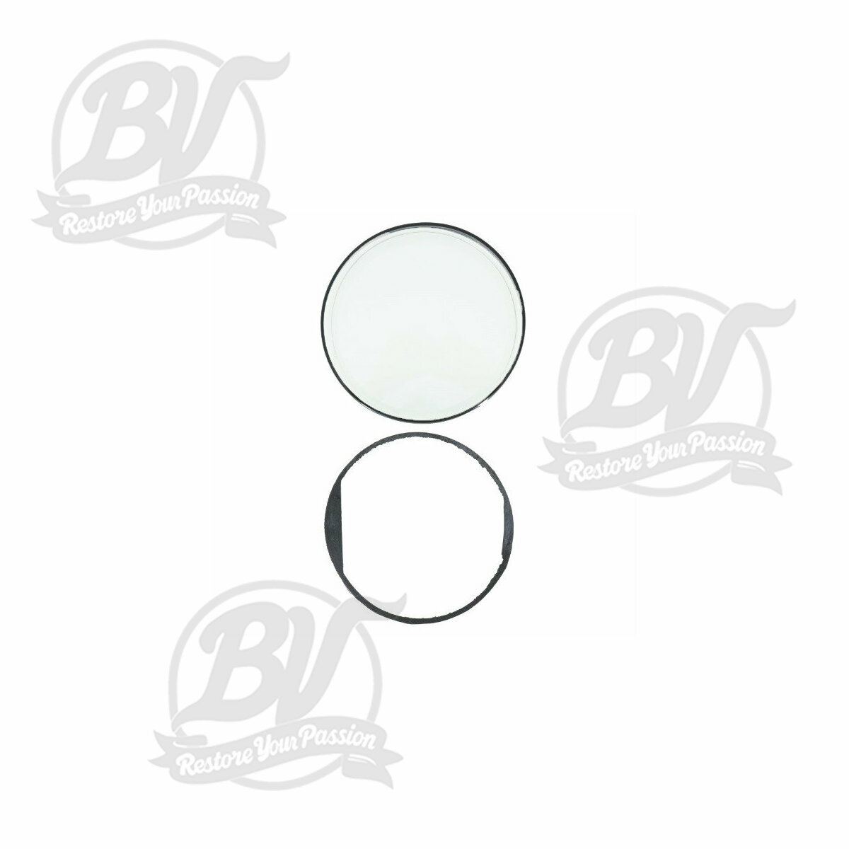 Kit verre compteur Vespa &Oslash;=105mm - Vespa PX, PK entourage noir - verre transparent