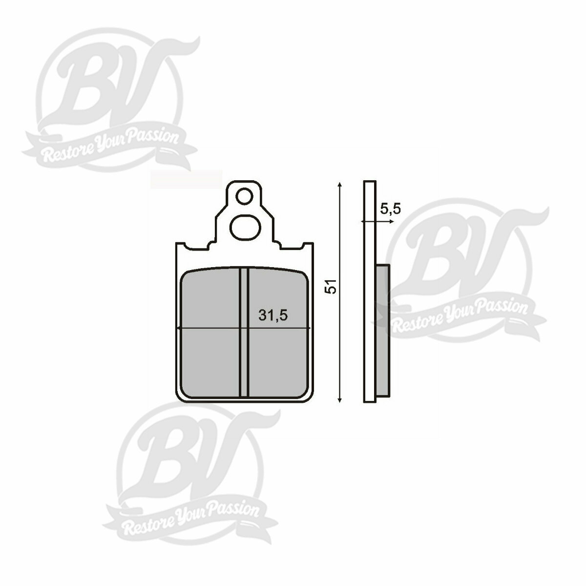 Plaquettes de frein 31,5x51mm pour &eacute;trier Grimeca
