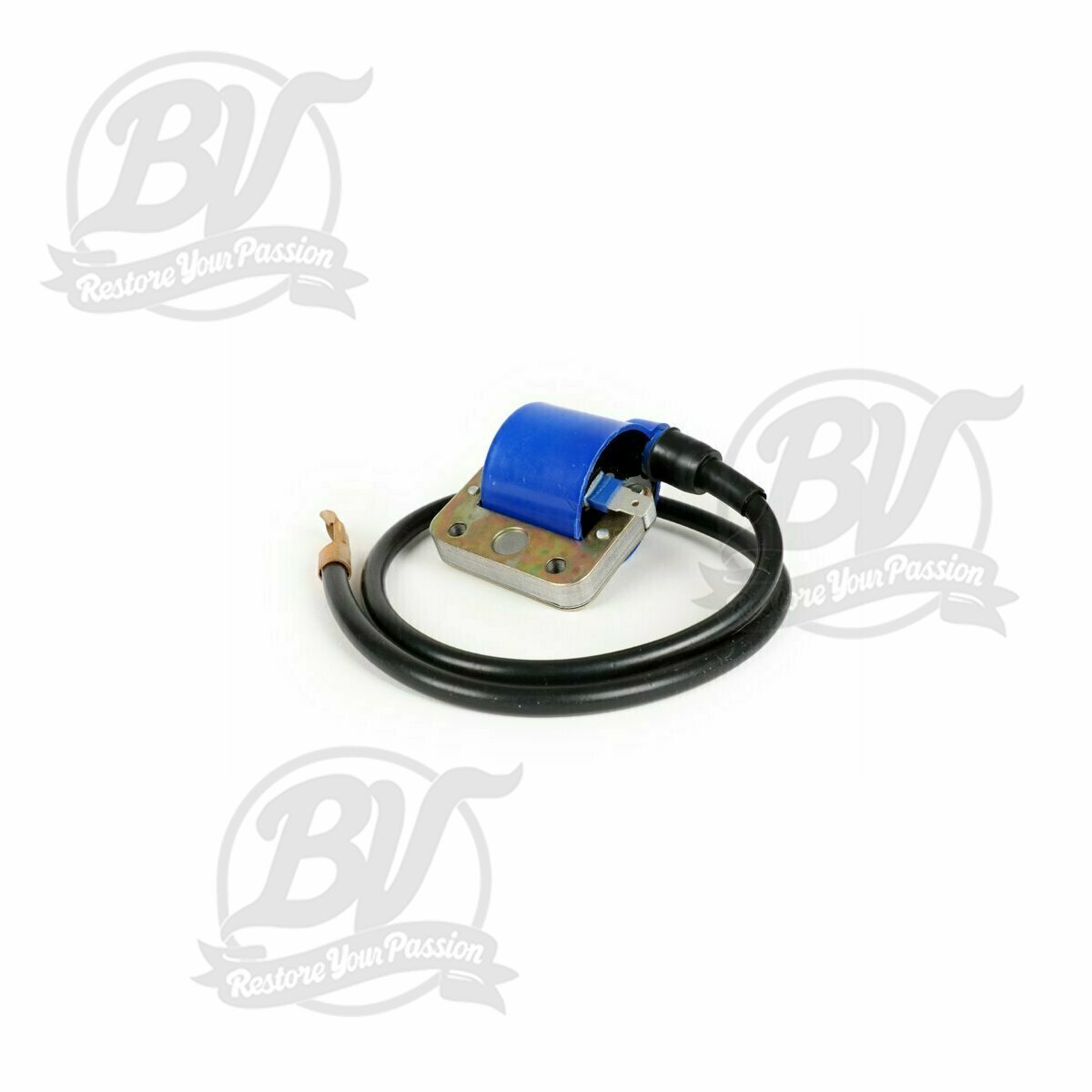 Bobine d'allumage bleue, avec c&acirc;ble d'allumage- Vespa V50, PV125, GT125 (VNL2T), GTR125 (VNL2T), TS125 (VNL3T), Sprint150 (VLB1T), GL150 (VLA1T), LML Star, Stella 125-150