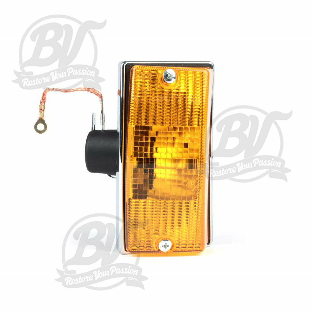 Clignotants Vespa PX Chrome - Verres orange - Avant gauche