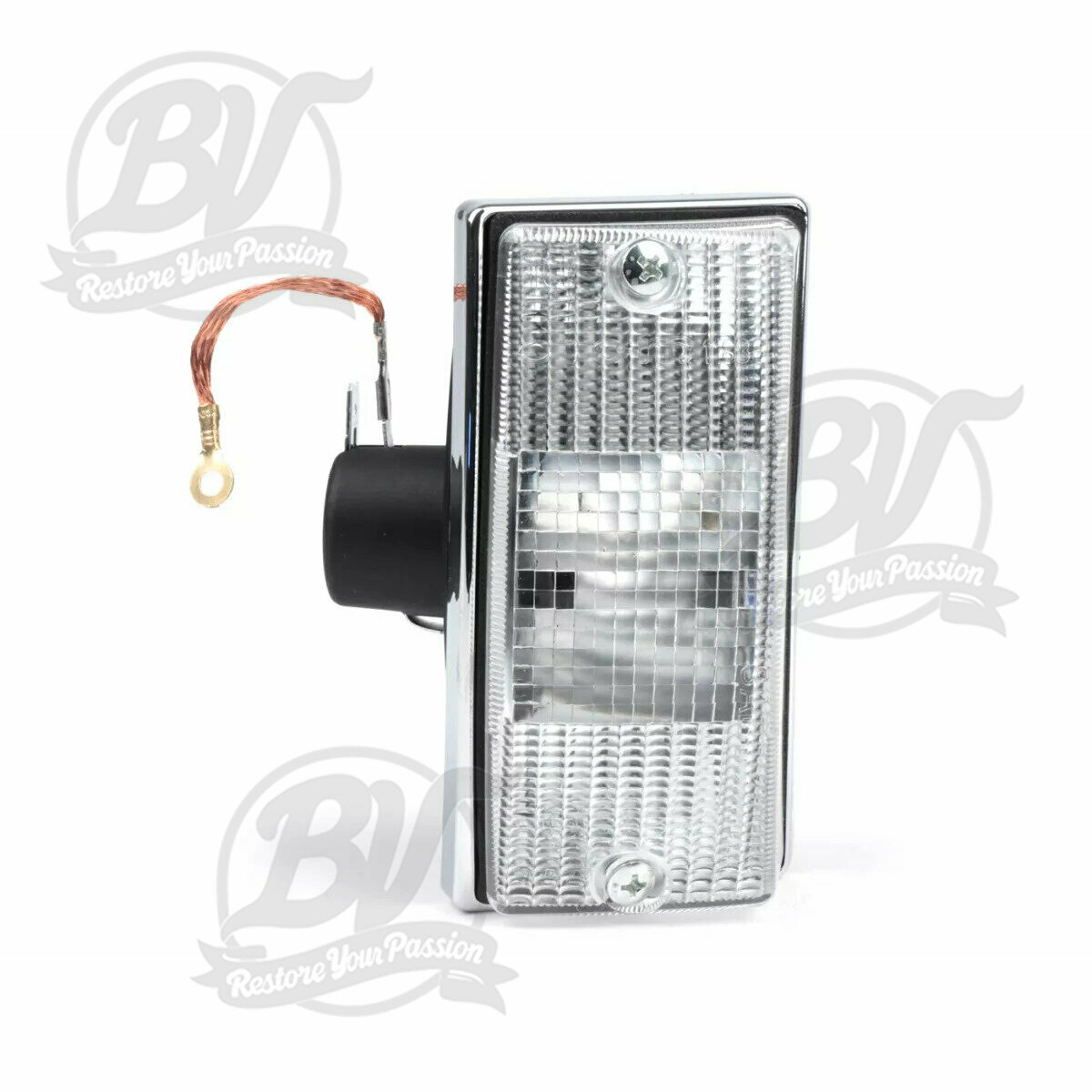 Clignotant Vespa PX Chrome - Verre blanc - Avant gauche