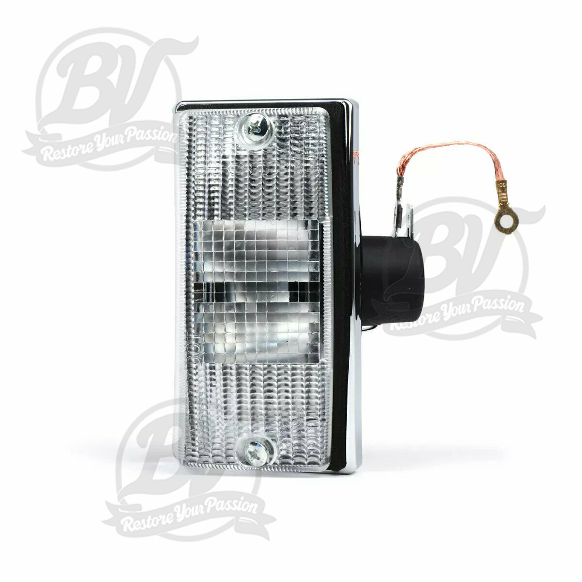 Clignotant Vespa PX Chrome - Verre blancs - Avant droit