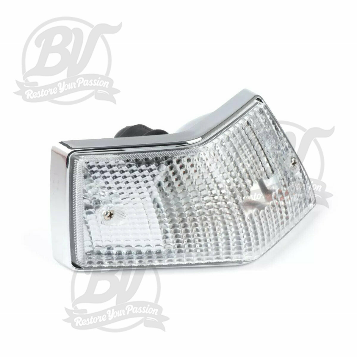 Clignotant Vespa PX Chrome - Verre blanc - Arri&egrave;re gauche