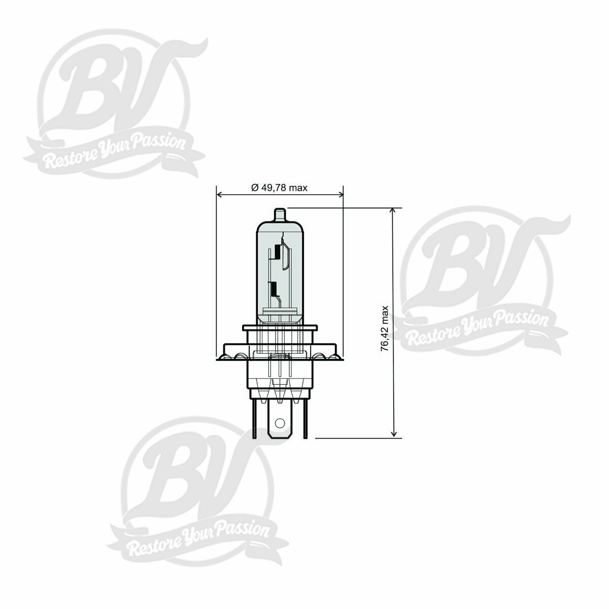 Ampoule RMS H4 12V 35/35W - Blanche
