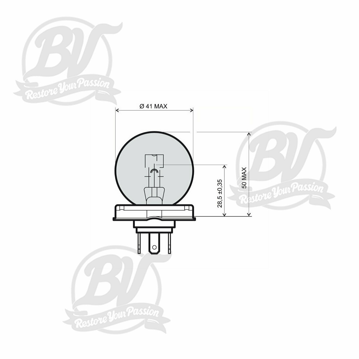 Ampoule 12v 45/40w P45T - Blanche