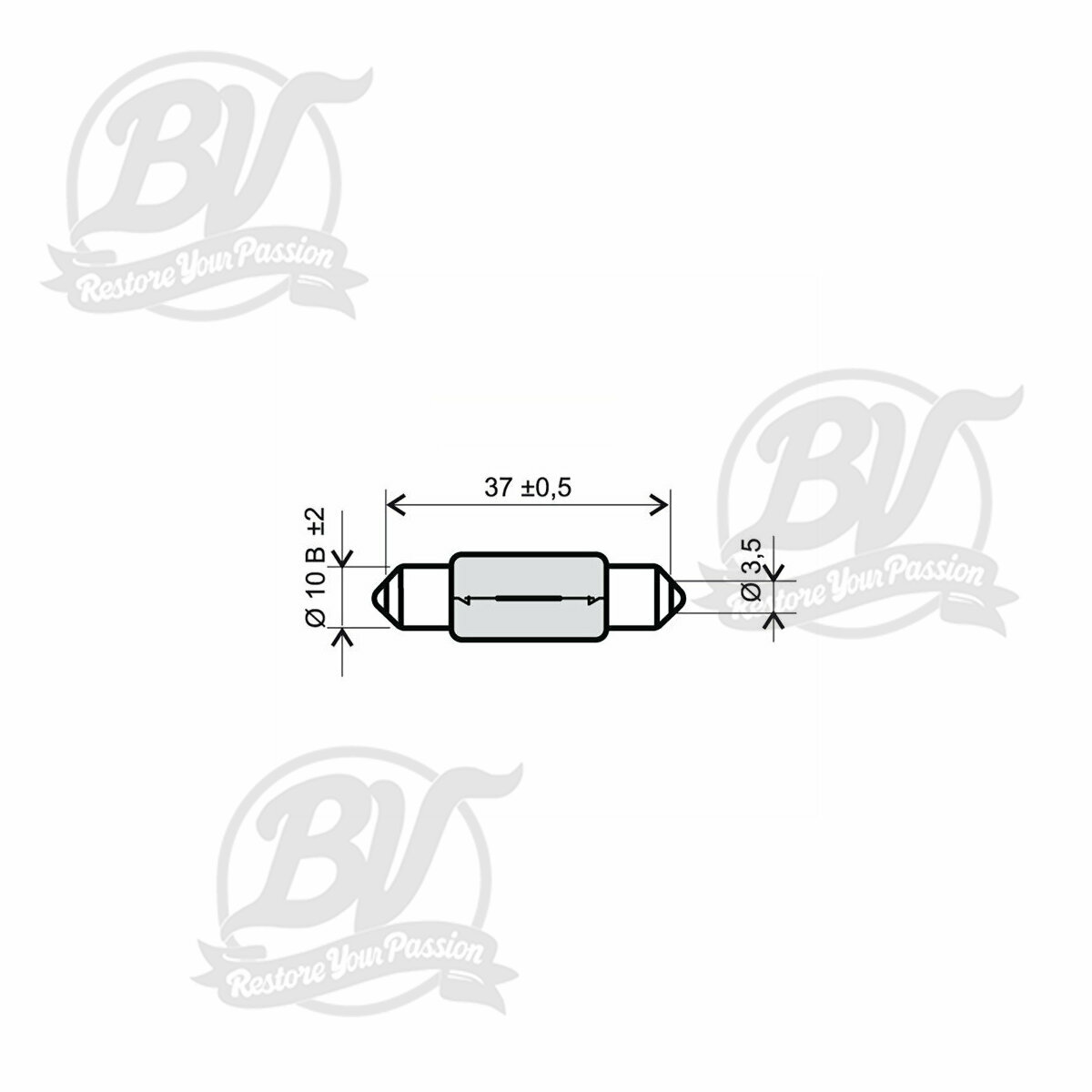 Ampoule RMS 12V 10W T11x39 - Blanche
