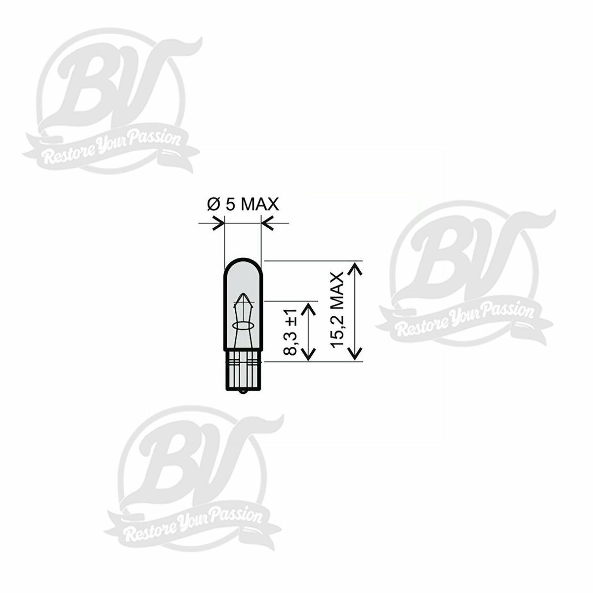 Ampoule 12V 1,2W T5 - Blanche