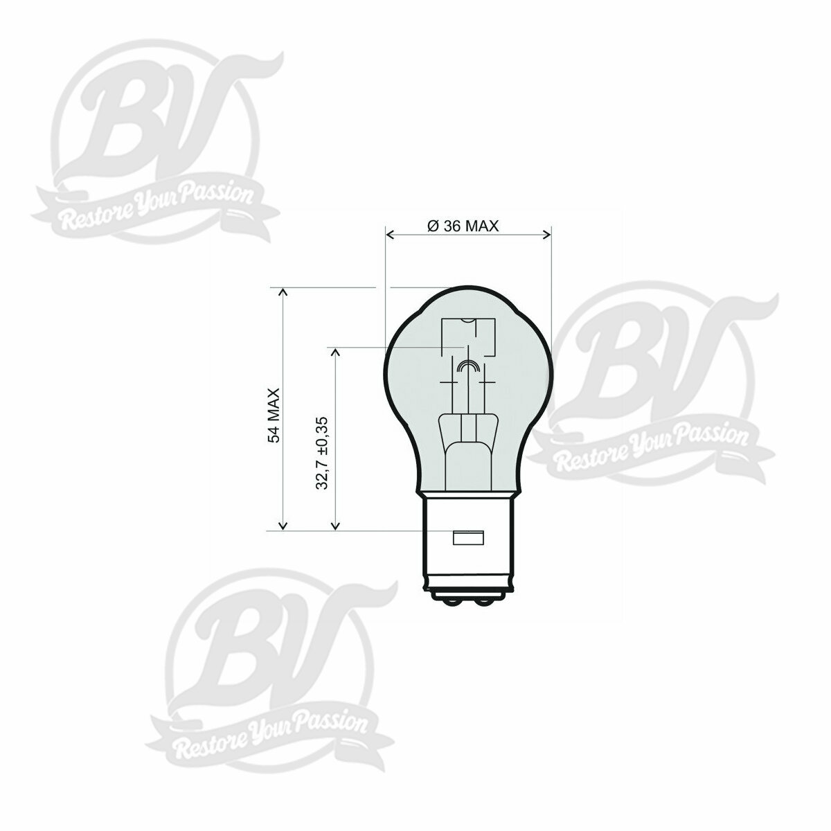 Ampoule RMS 12V 45/40W BA20D - Blanche