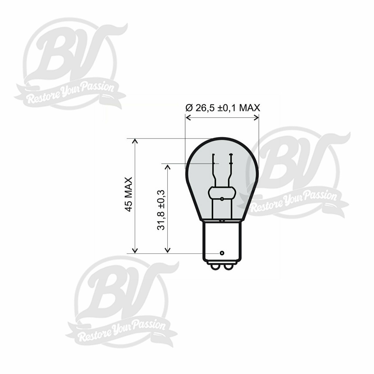 Ampoule  12V 21/5W BAY15D - Blanche