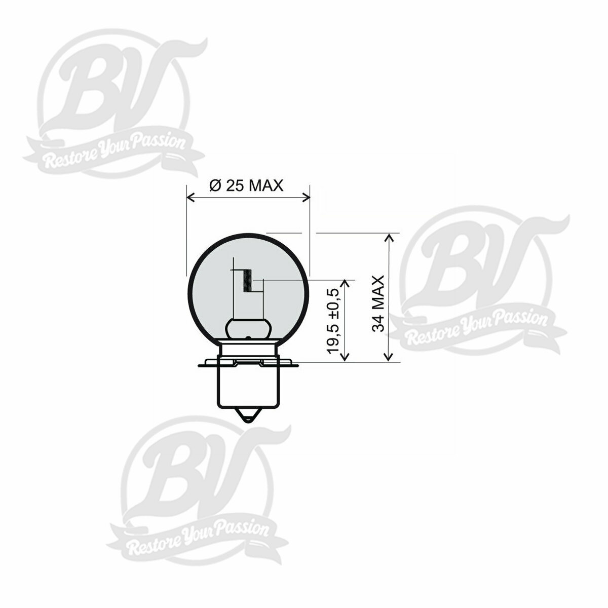 Ampoule 12V 20W P26S - Blanche