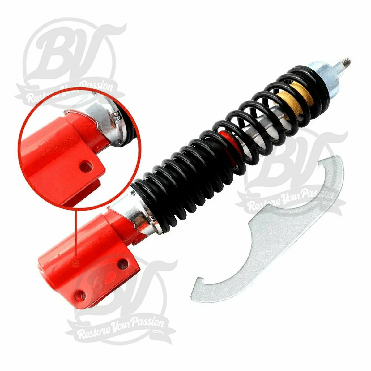 Amortisseur avant Vespa PX, corps rouge, ressort noir