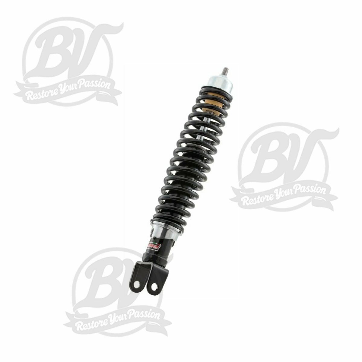 Amortisseur arri&egrave;re Vespa 50, ET3 Primavera, Super, Sprint, GT, Rally, PX, T5, corps noir, ressort noir