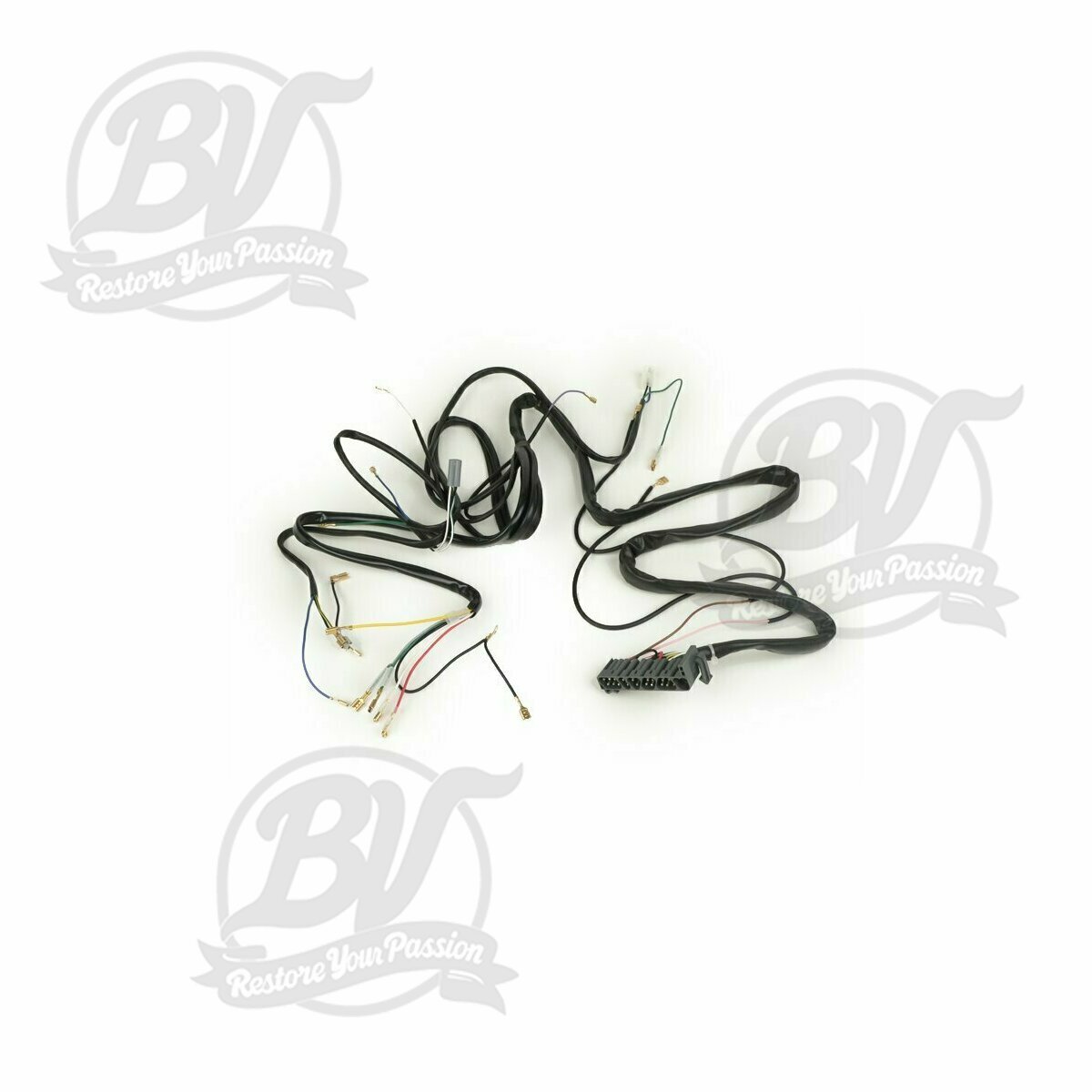 Faisceau Vespa PX Arcobaleno (mod&egrave;les italiens), avec clignotants, sans redresseur klaxon, sans batterie, klaxon CA, stator avec 5 c&acirc;bles