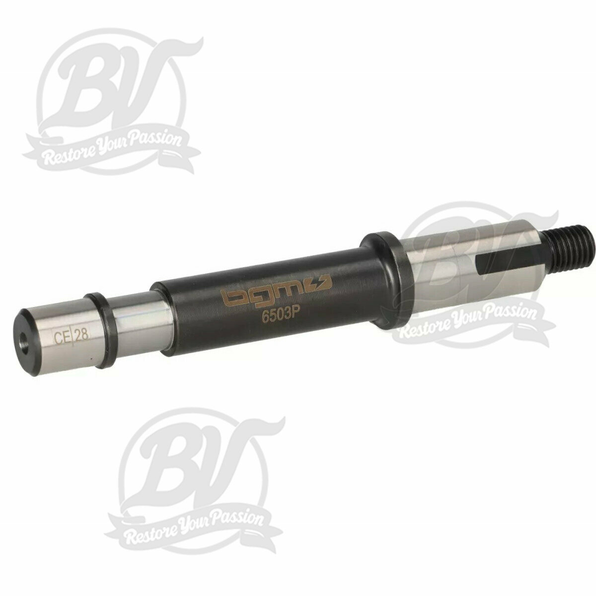 Axe pignon &eacute;lastique Vespa PX125, PX150, PX200, Cosa, T5 125cc - logement roulement &Oslash;=15mm, bague &Oslash;=13mm, l=121mm