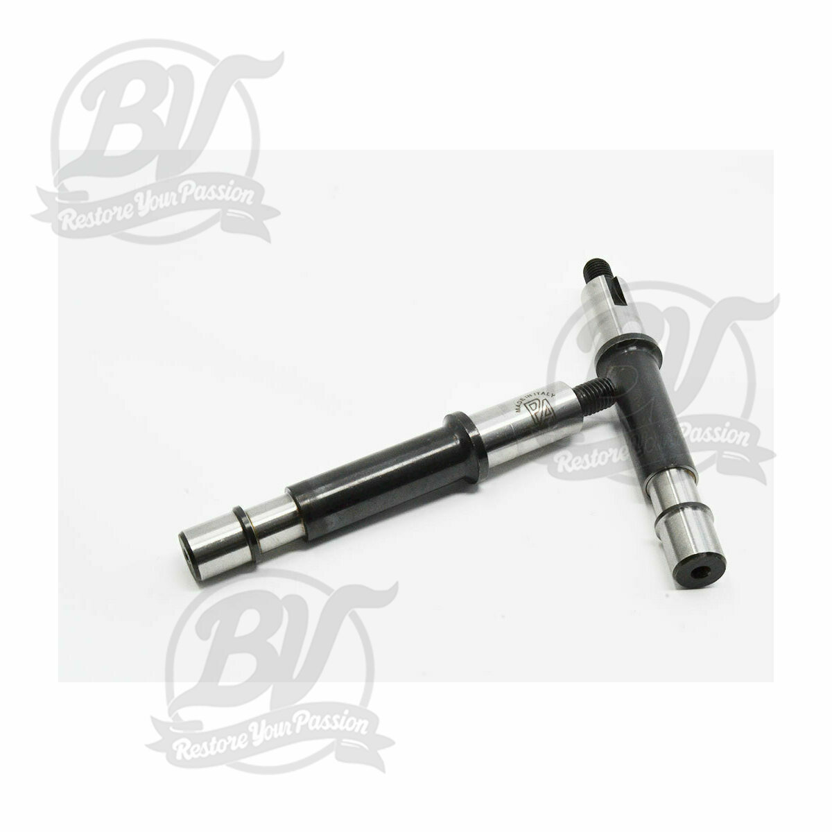 Axe pignon &eacute;lastique Vespa PX125, PX150, PX200, Cosa, T5 125cc - logement roulement &Oslash;=15mm, bague &Oslash;=13mm, l=121mm