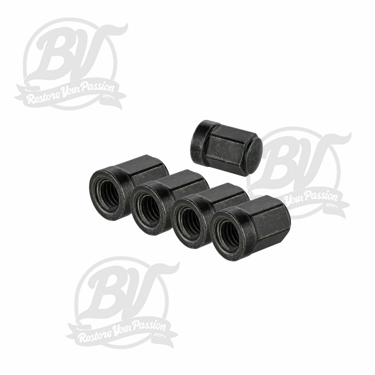 Kit de 5 &eacute;crous M8x1,25 mm galvanis&eacute;s noirs pour jante tubeless SIP