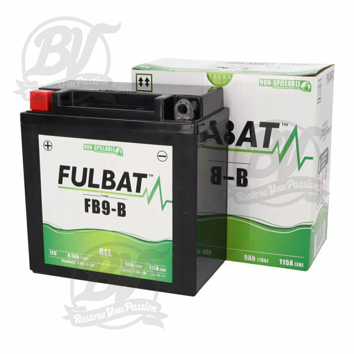 Batterie gel sans entretien FULBAT 12N9-4B1 / YB9-B, 12V 9Ah, 135x75x139mm