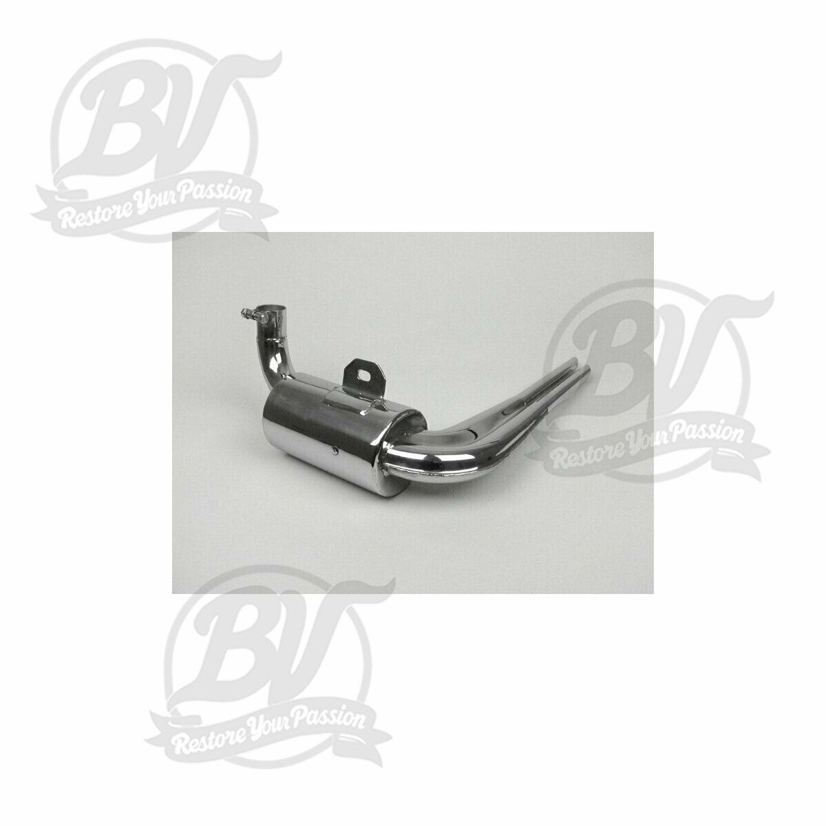 Pot d'&eacute;chappement -R&eacute;plique inox- Vespa VNA, VNB, VBA, VBB, Super - seulement pour pneus de 8 pouces