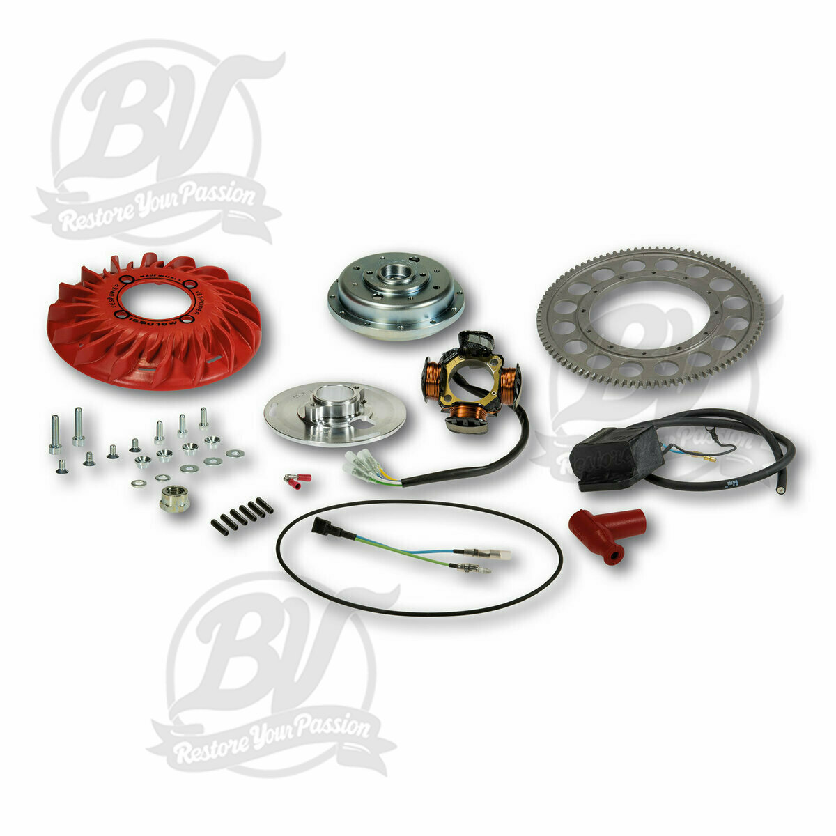 Allumage -MALOSSI VesPower MK2- Vespa PX Elestart avec c&ocirc;ne &Oslash; 20 et volant Kg. 1,2 Moment d'inertie 28 kg/cm&sup2; (1200gr.)