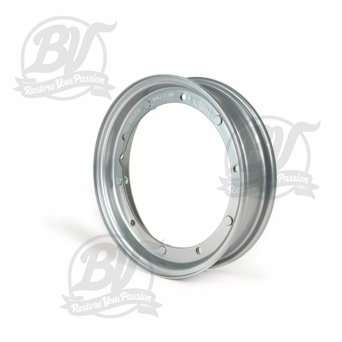 Jante -BGM ORIGINAL 2.10-10 pouces, acierV2.0 - Vespa (type PX) - Vespa Smallframe V50, 50N, Special, PV, ET3, PK50-125 (S/XL/XL2), Largeframe PX, T5, Sprint, Rally, GT/GTR, LML Star, Deluxe - gris