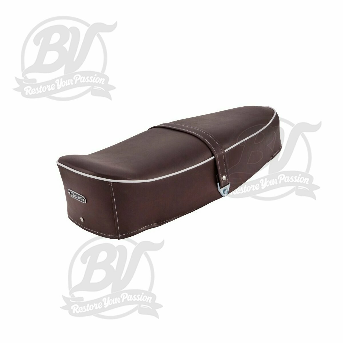 Selle biplace SIP Classic Brun, brun chocolat RAL 8017 cordon blanc brun vintage