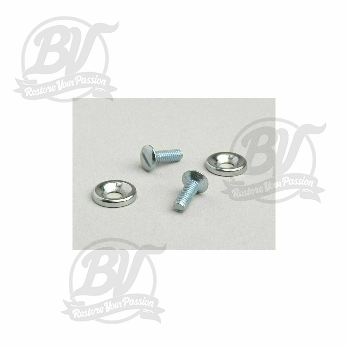 Kit de fixation cerclage de phare 2x vis t&ecirc;te frais&eacute;e bomb&eacute;e M4x12, rondelles incluses