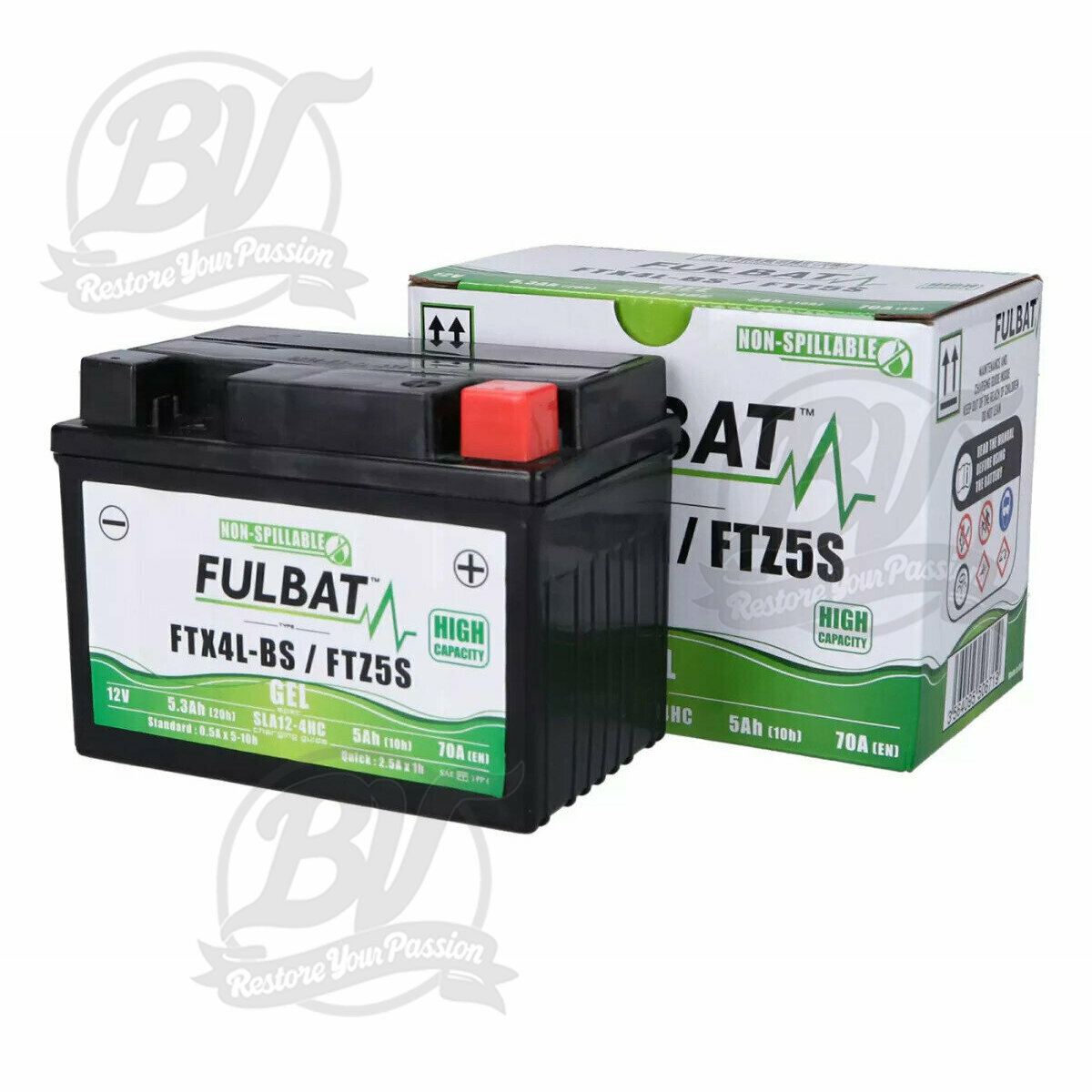 Batterie (gel), sans entretien -FULBAT FTX4L-BS, 12V 5Ah, 112x68x86mm