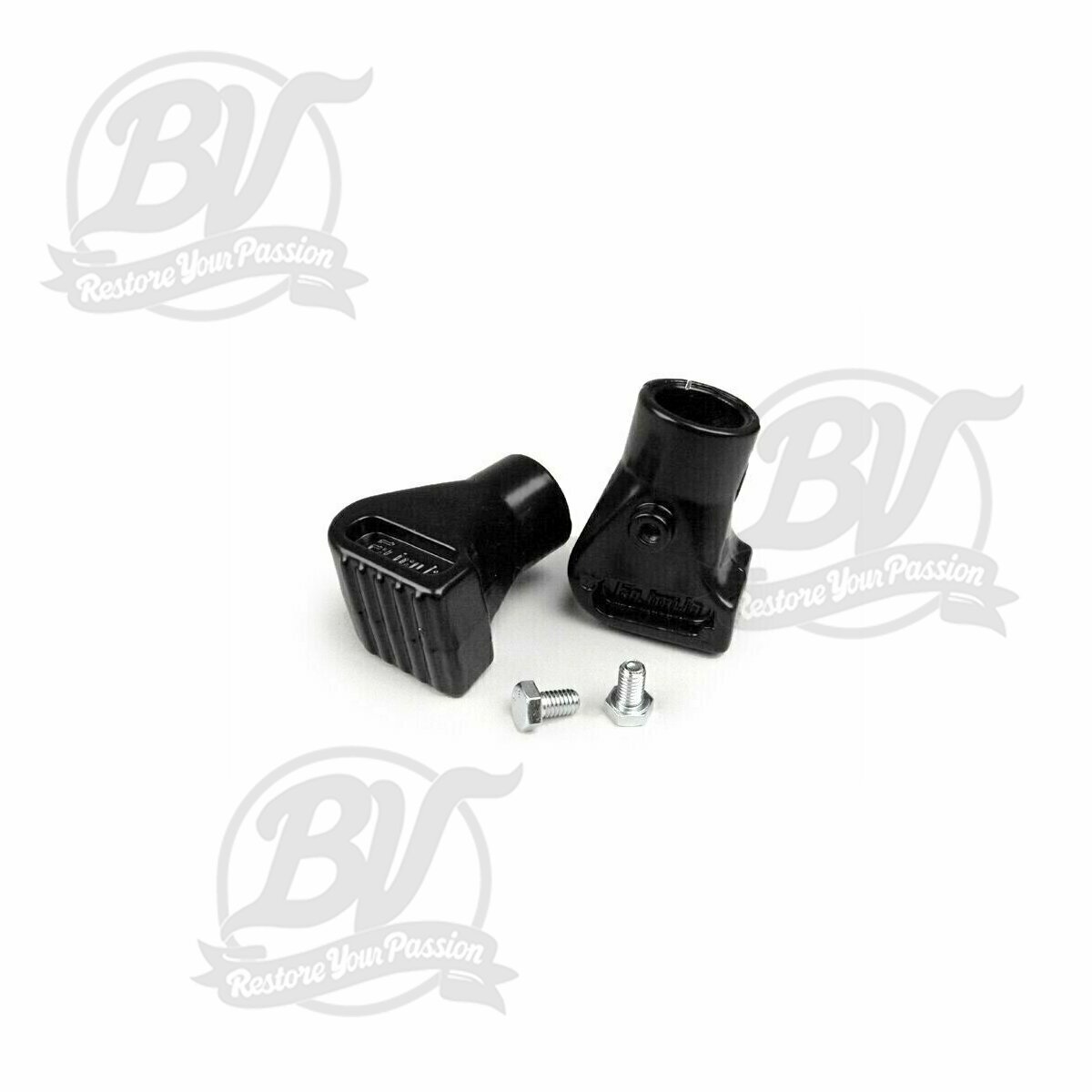 Paire embouts b&eacute;quille &Oslash;=22mm aluminium noir