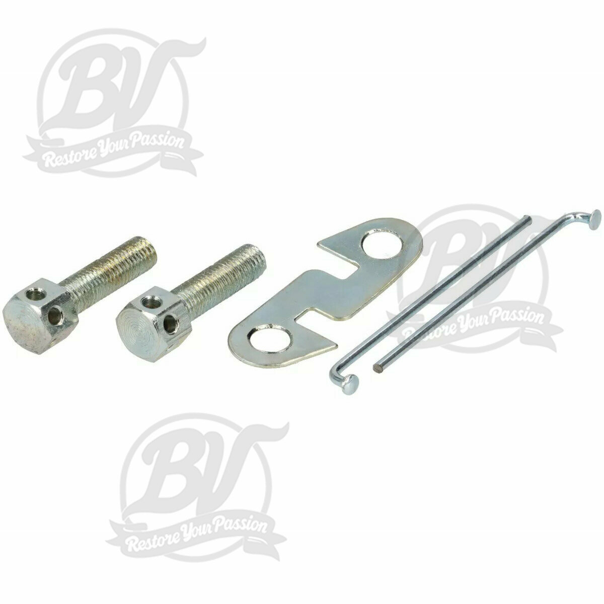 Kit de 2 vis rocher kick M7 pour Vespa FB,VL,VB1T avec plaque de s&eacute;curit&eacute; et 2 fils de s&eacute;curit&eacute;