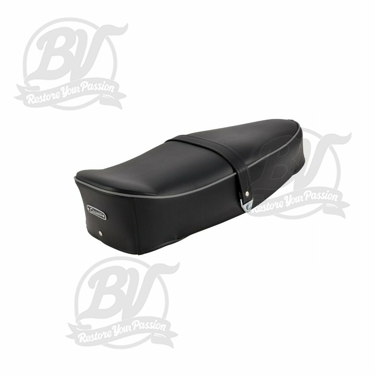 Selle biplace SIP Classic noire cordon gris