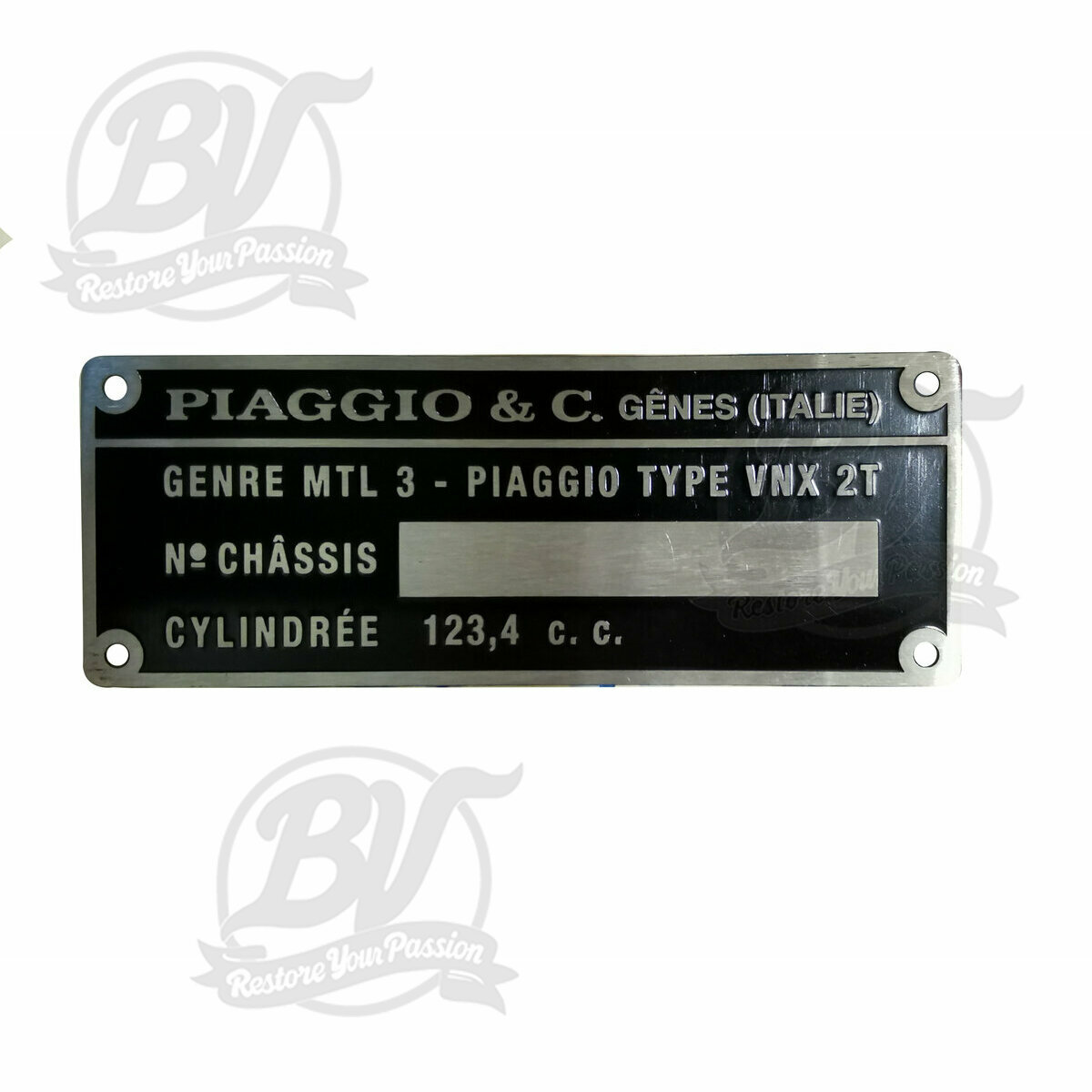 Plaque signal&eacute;tique constructeur Vespa PX VNX2T
