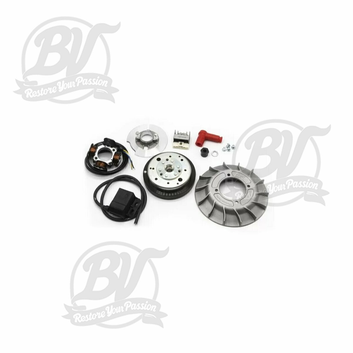 Allumage -VMC CNC- Vespa Smallframe &Oslash;19mm - Rotor CNC aluminium - r&eacute;gulateur de tension inclus