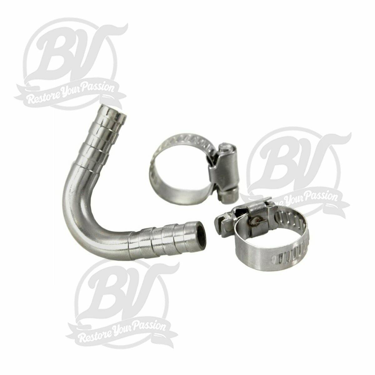 Coude du tuyau d'essence en inox SIP &Oslash; int&eacute;rieur = 7mm, &Oslash; ext&eacute;rieur = 10mm,courb&eacute; 55&deg;, 2 colliers inclus