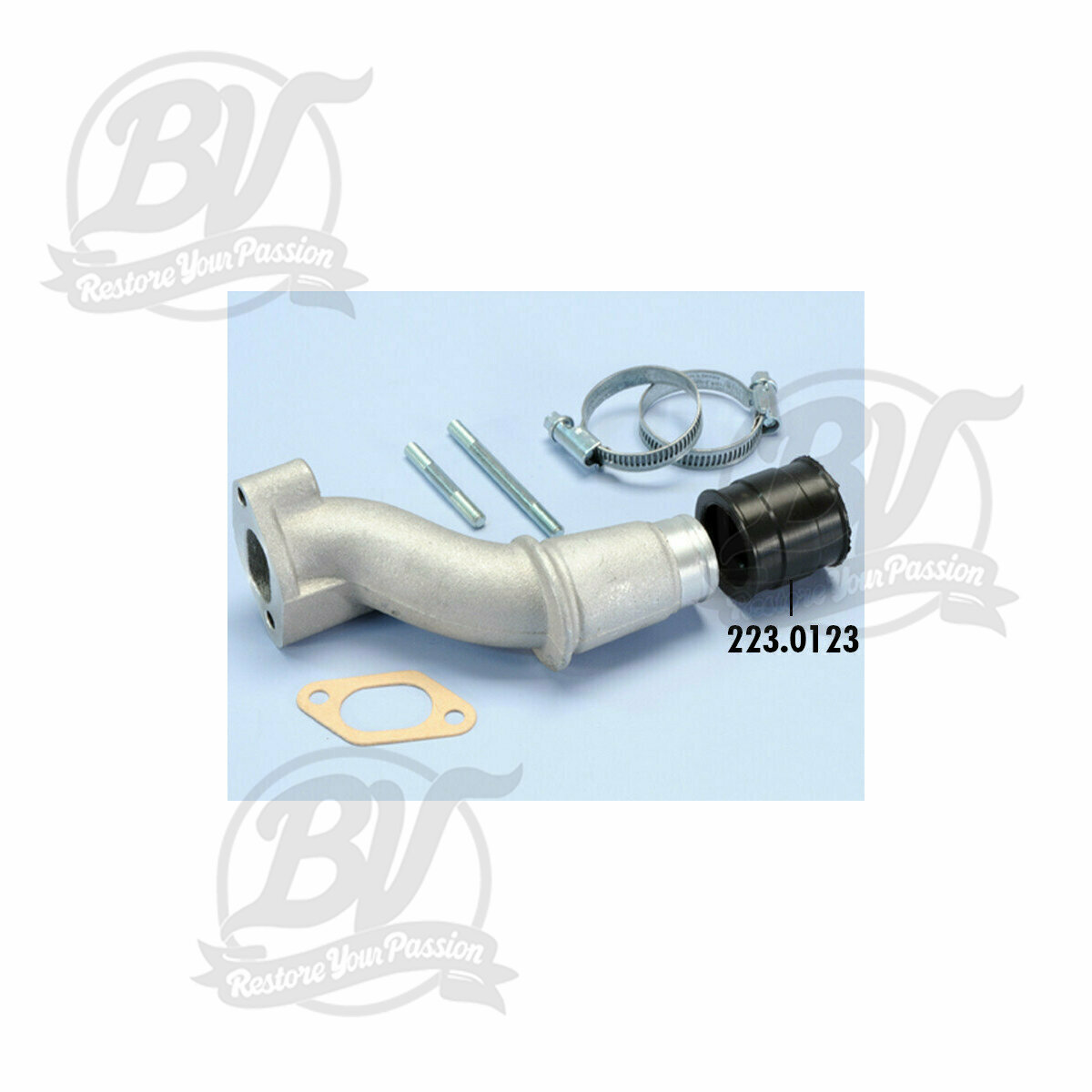 Pipe d'admission 2 trous, valve rotative- Vespa V50, PV125 - &Oslash; connexion=30mm (Polini CP 24)