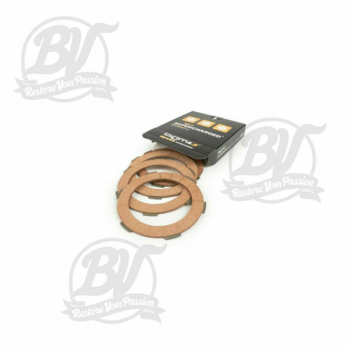 Kit disques d'embrayage garnis, disques lisses incl. -BGM ORIGINAL- Lambretta LI, LIS, SX, TV (s&eacute;rie 2, s&eacute;rie 3), DL/GP - 4 disques