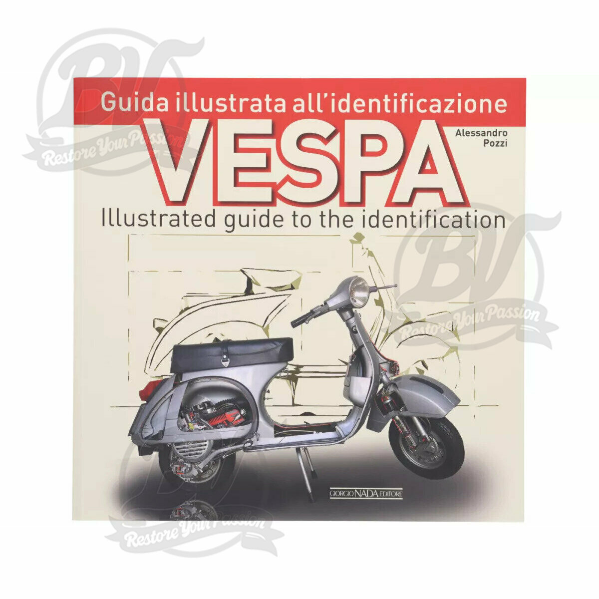 Livre - Vespa, Illustrated guide to the identification par Alessandro Pozzi, italien/anglais, 25x25cm, 240 pages, 1100 photos en couleur
