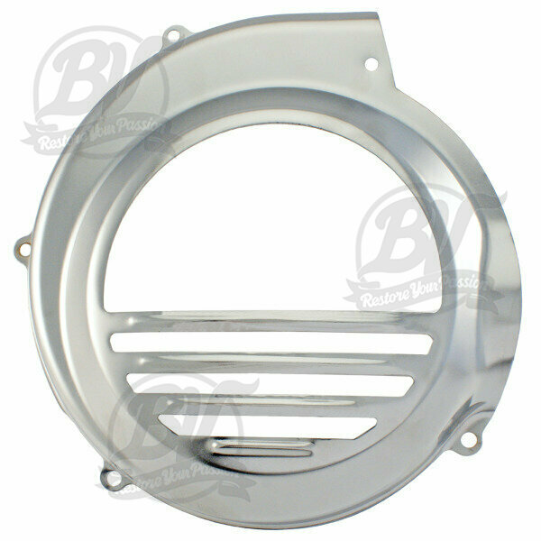 Cache turbine RMS Vespa PX80, PX125, PX150, PX200 - modèles qui ne sont équipés que d'une pédale de kick - chrome