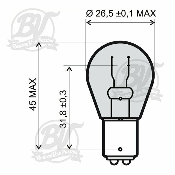 Ampoule 12V 21/5W BAY15D - Blanche