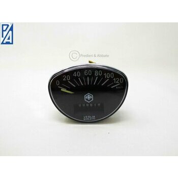 Compteur Vespa Rally180 (VSD1T), Rally200 (VSE1T), Sprint, PV125 - 120km/h (cadran noir, chiffres blancs)