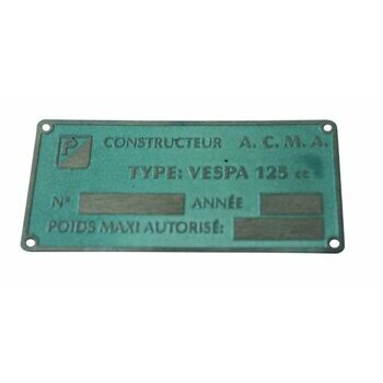 Plaque signal&eacute;tique constructeur ACMA Vespa 125