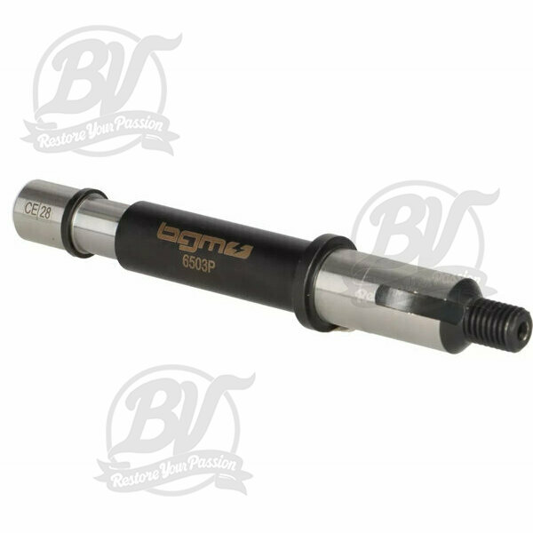 Axe pignon élastique BGM Original Vespa PX125, PX150, PX200, Cosa, T5 125cc - logement roulement Ø=15mm, bague Ø=13mm, l=121mm