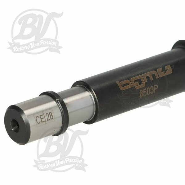 Axe pignon élastique BGM Original Vespa PX125, PX150, PX200, Cosa, T5 125cc - logement roulement Ø=15mm, bague Ø=13mm, l=121mm