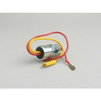 Condensateur &Oslash;=20mm, 2 c&acirc;bles (c&acirc;ble rouge = cosse platte m&acirc;le)- Vespa Super, GT125 (VNL2T), GTR125 (VNL2T), TS125 (VNL3T), Sprint, Sprint Veloce, Rally180