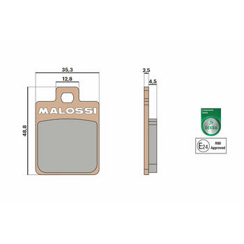 Plaquettes de frein S14 -MALOSSI MHR 35,6x49mm- Hengtong - Vespa PX (2011-2017)