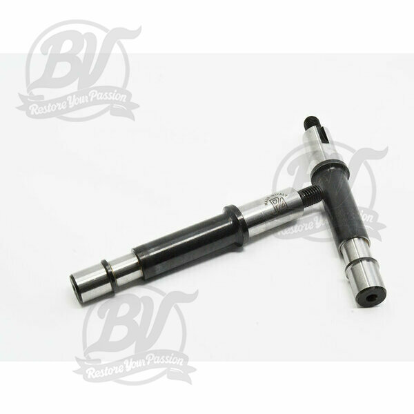 Axe pignon élastique Predieri & Abbate Vespa PX125, PX150, PX200, Cosa, T5 125cc - logement roulement Ø=15mm, bague Ø=13mm, l=121mm
