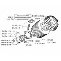Jeu de joints de cylindre Polini fonte Ø57mm Vespa V50, PV125, ET3